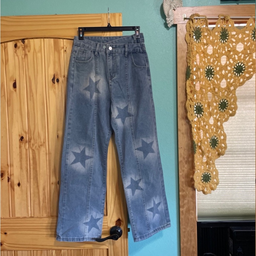 Star Patterned Blue Jeans
